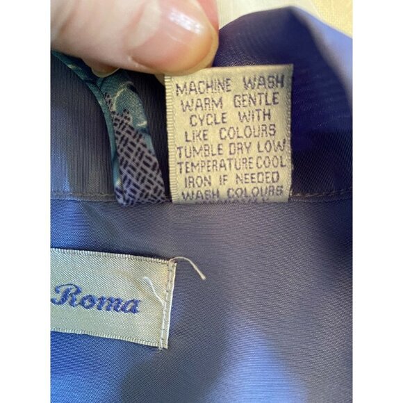 Y2K Contessa Di Roma  Lounge Set‎ L Kimono Robe Sleeveless Dress Blue Floral VTG - Picture 10 of 12